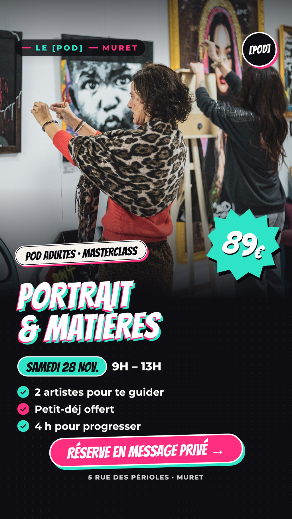 Masterclass Portrait & Matières — adultes | 28 novembre 2026