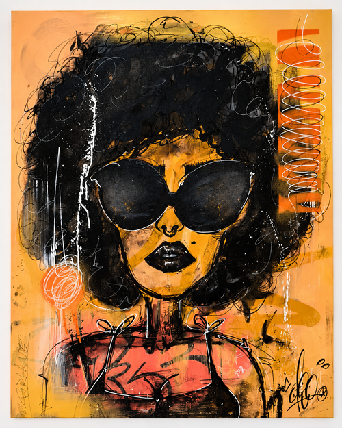 Bachata par AFRO, œuvre originale 69 × 89 cm