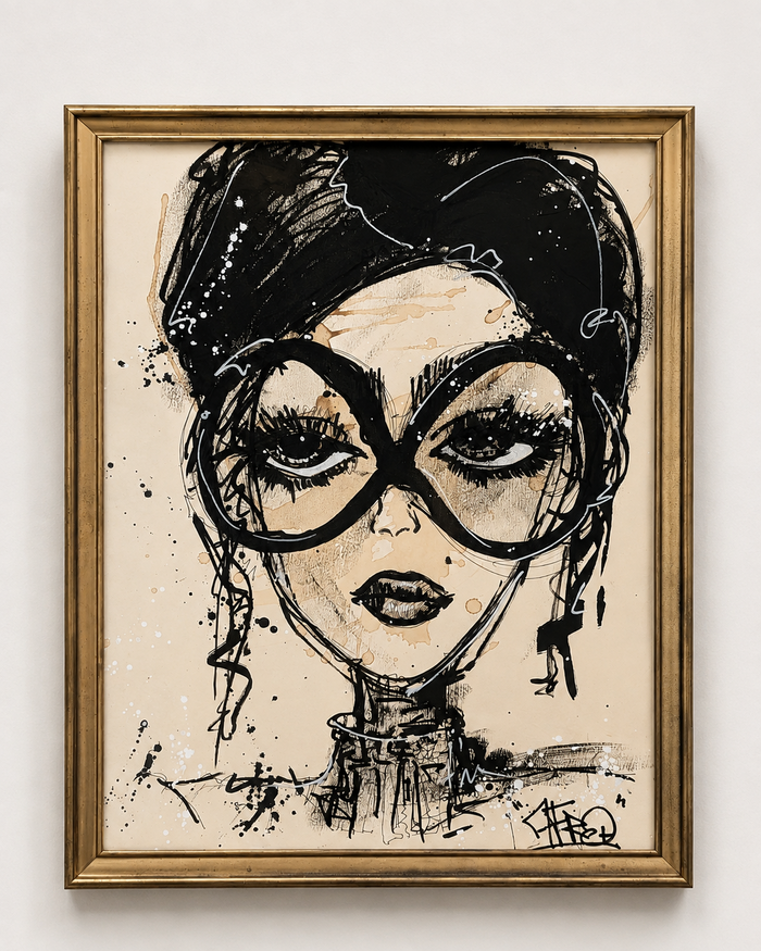 La prof par AFRO, œuvre originale 31 × 41 cm