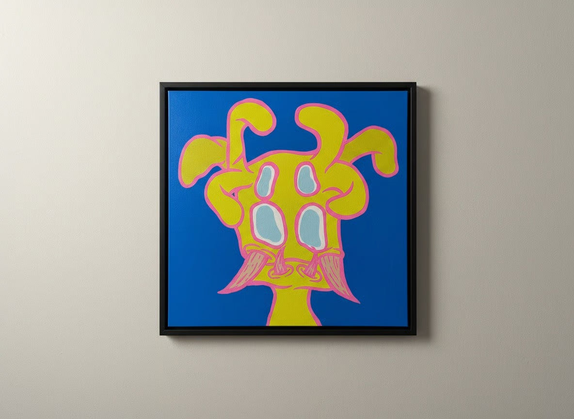 Monsturlute, peinture néo-pop de Raphaël Bianchi, créature hybride